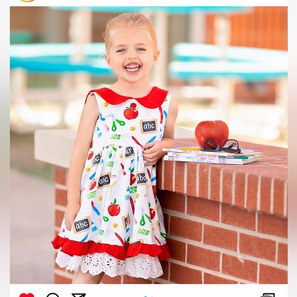 Girls 8 Bella & Omi Back to School gorgeous Peter Pan dress & matching shorties - Picture 14 of 16